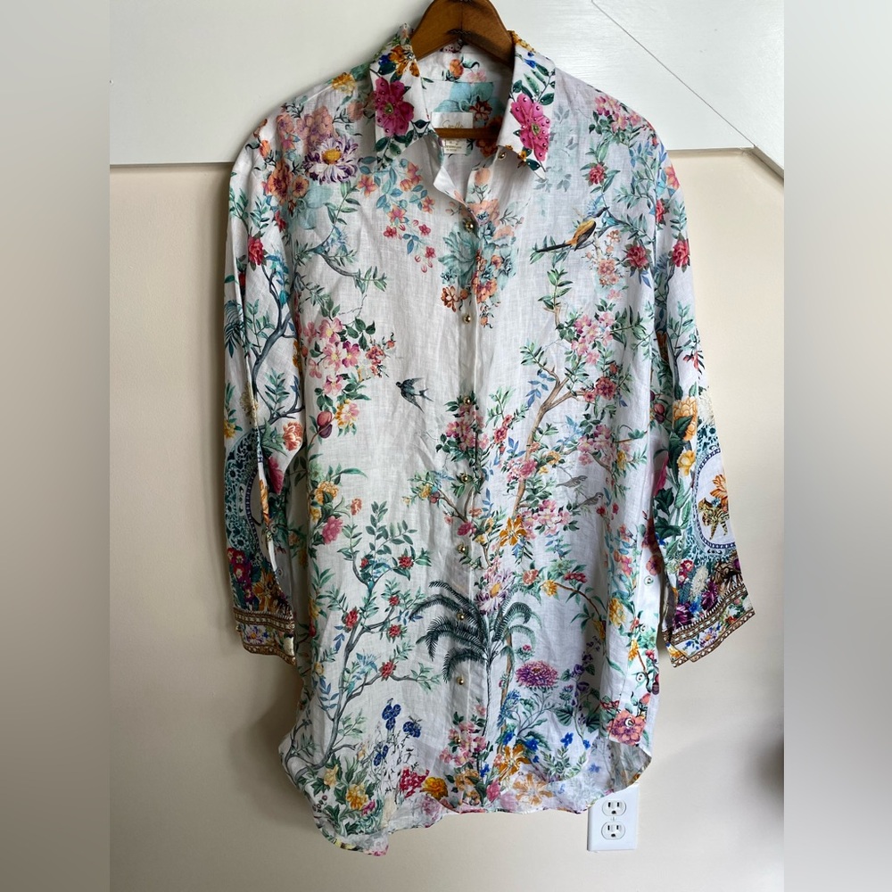 Camilla Floral Linen Dress Size s